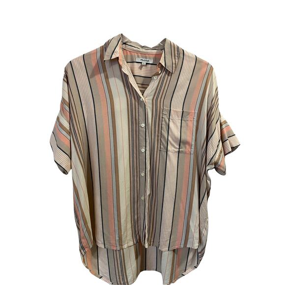 Madewell‎ Blouse Button Up Collared Aldwin Stripe Oversized Courier Shirt Small - Picture 4 of 11